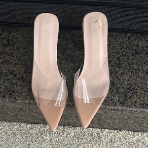 Transparent Nude Pointed-Toe Mules